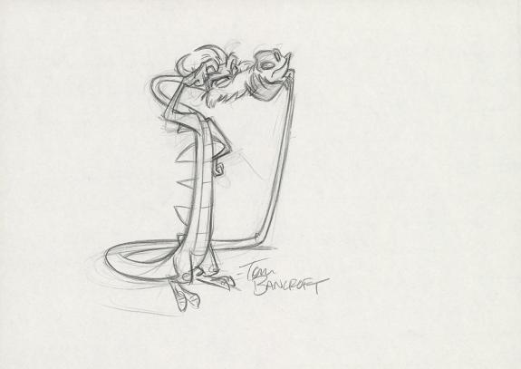 Tom Bancroft  - Crayonné original de design de Mushu pour le