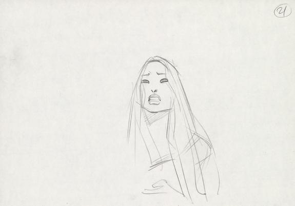 Glen Keane - Crayonné original de design de Pocahontas pour 