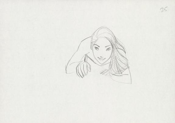 Glen Keane - Crayonné original de design de Pocahontas pour 