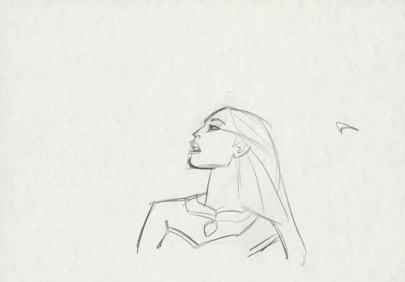 Glen Keane - Crayonné original de design de Pocahontas pour 