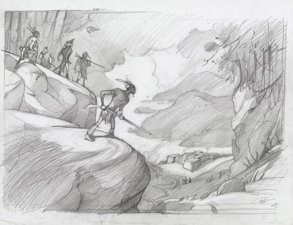 Frédéric Pillot - Le Dernier des Mohicans, Crayonné original
