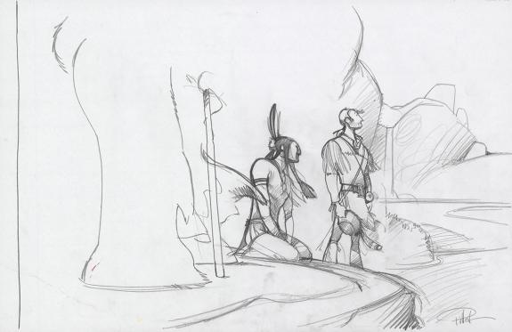Frédéric Pillot - Le Dernier des Mohicans, Crayonné original