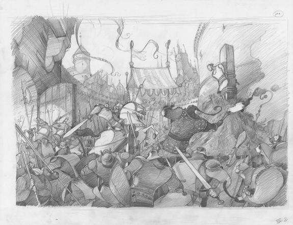 Frédéric Pillot - Orlando Furioso, Crayonné original chapitr
