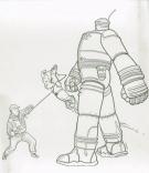 Geof Darrow - Illustration originale, hommage Shaolin Cowboy